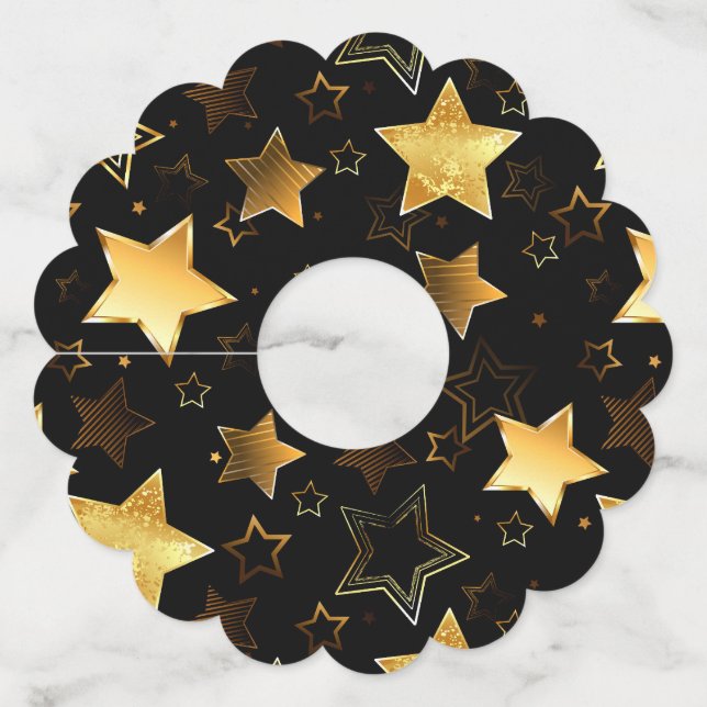 Seamless pattern with Golden Stars Wine Glass Tag (Front)
