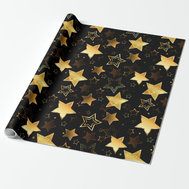 Seamless pattern with Golden Stars Wrapping Paper (Unrolled)