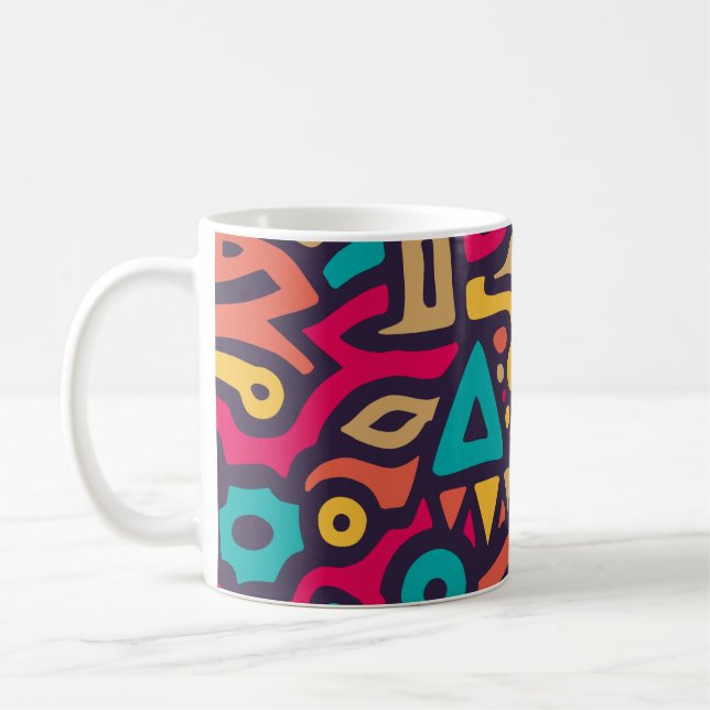 Seamless Pattern with Graffiti Curve Shapes. Mix o Coffee Mug (Left)