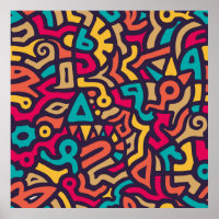 Seamless Pattern with Graffiti Curve Shapes. Mix o
