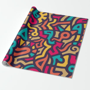 Seamless Pattern with Graffiti Curve Shapes. Mix o Wrapping Paper