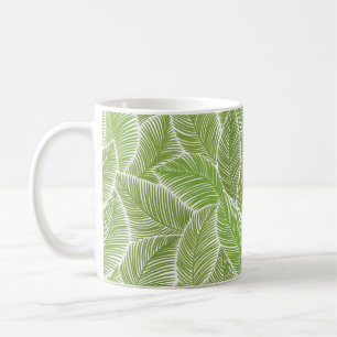 Seamless pattern with green palm leaves coffee mug
