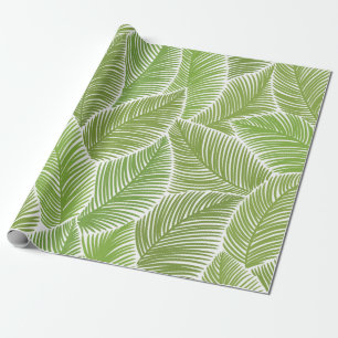 Seamless pattern with green palm leaves wrapping paper