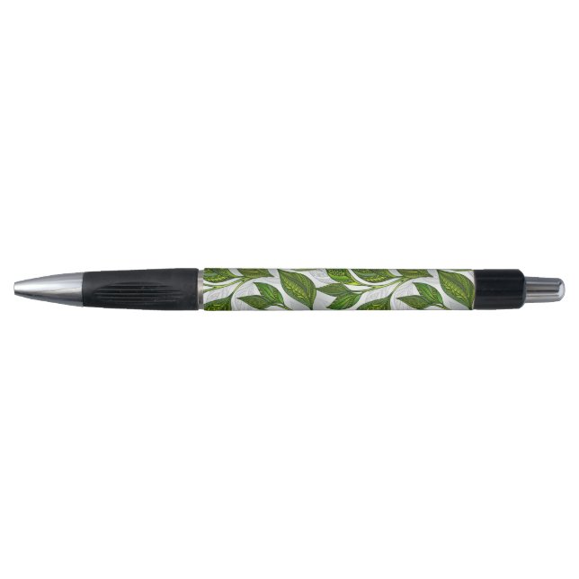 Seamless Pattern with Green Tea Leaves (Front)