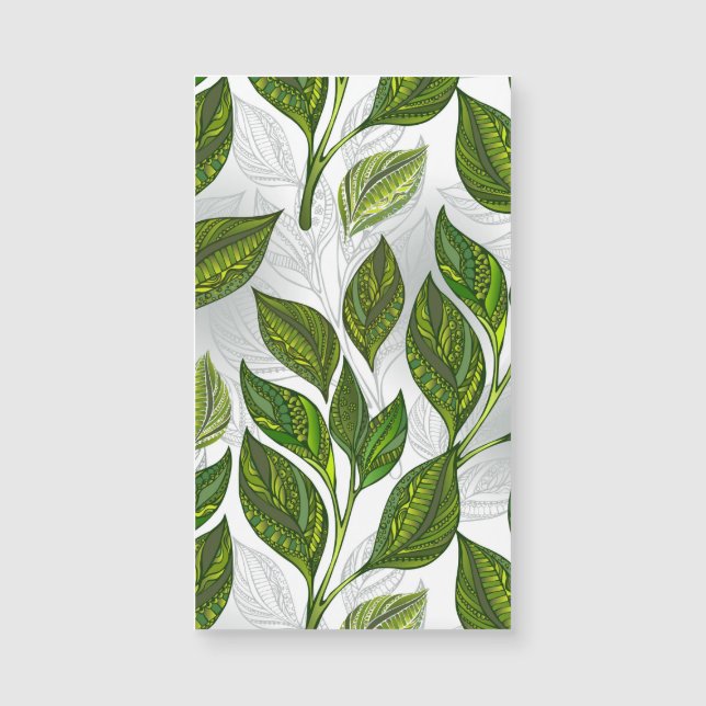 Seamless Pattern with Green Tea Leaves (Front)