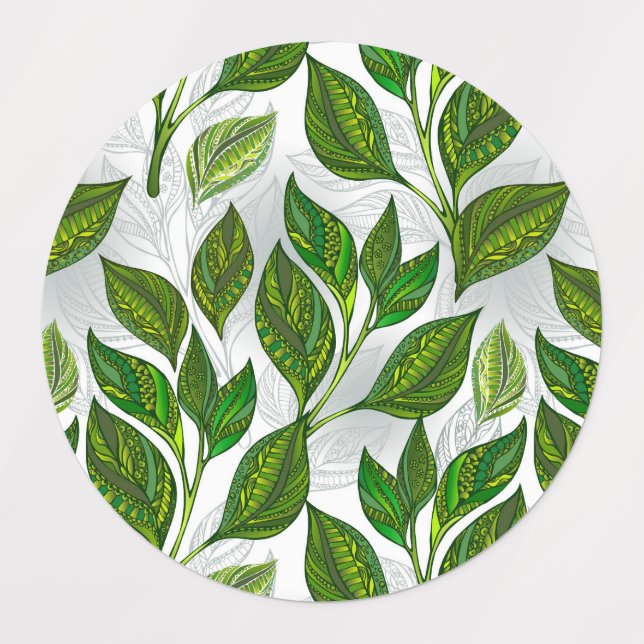 Seamless Pattern with Green Tea Leaves (Design 1)