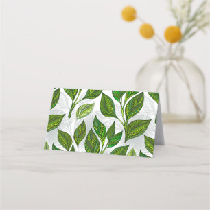 Seamless Pattern with Green Tea Leaves Appointment Card