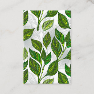 Seamless Pattern with Green Tea Leaves Appointment Card