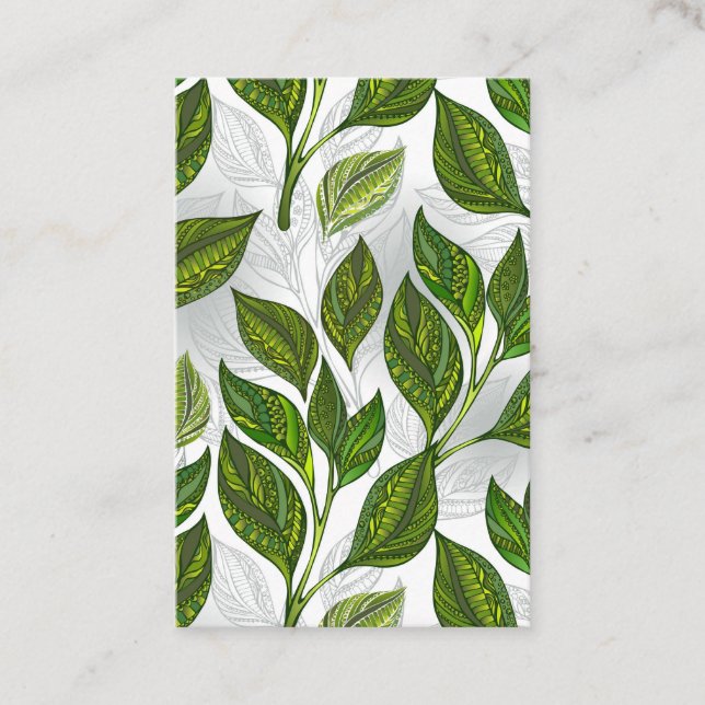 Seamless Pattern with Green Tea Leaves Appointment Card (Front)