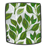 Seamless Pattern with Green Tea Leaves