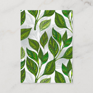 Seamless Pattern with Green Tea Leaves Calling Card