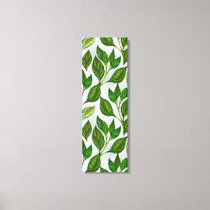 Seamless Pattern with Green Tea Leaves Canvas Print