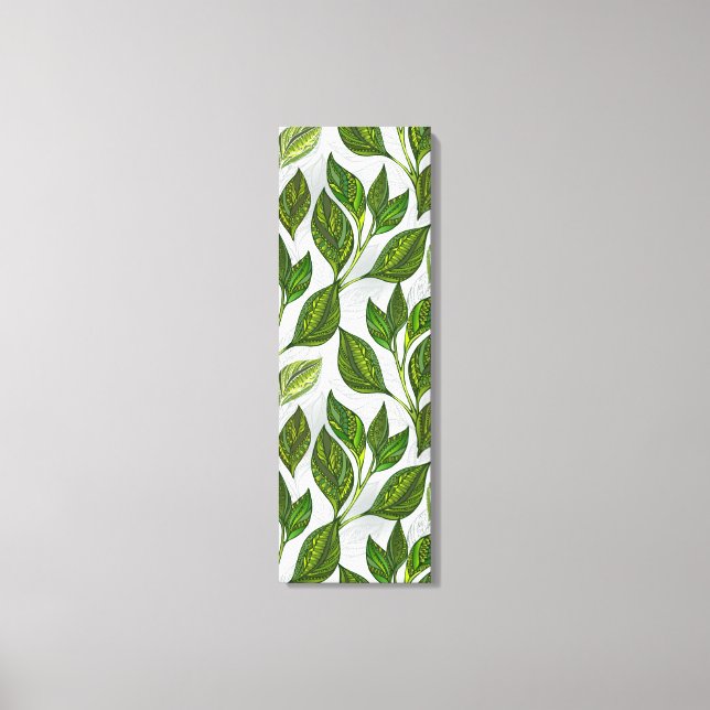 Seamless Pattern with Green Tea Leaves Canvas Print (Front)