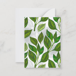 Seamless Pattern with Green Tea Leaves Card
