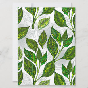Seamless Pattern with Green Tea Leaves Card