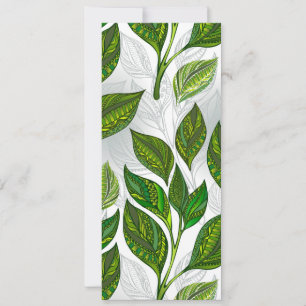 Seamless Pattern with Green Tea Leaves Card