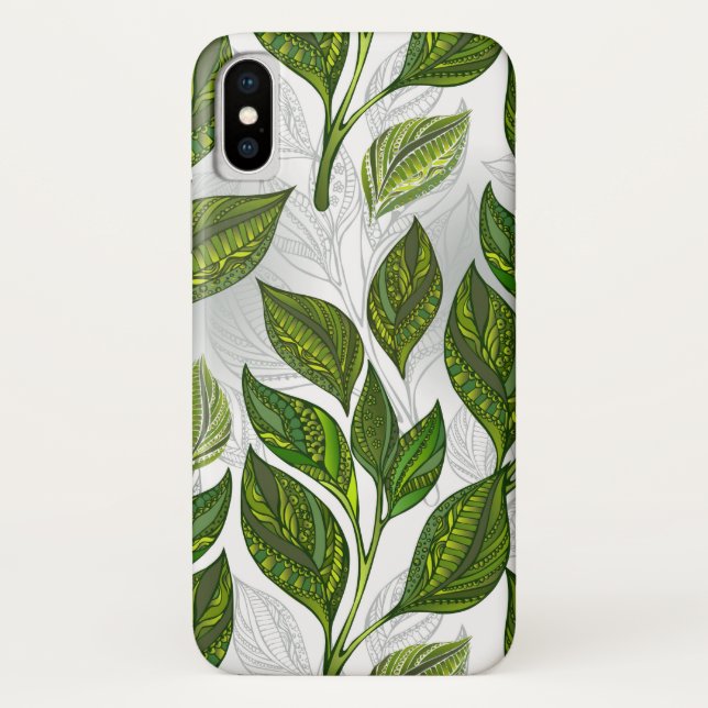 Seamless Pattern with Green Tea Leaves Case-Mate iPhone Case (Back)