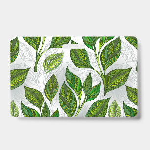 Seamless Pattern with Green Tea Leaves ID Badge