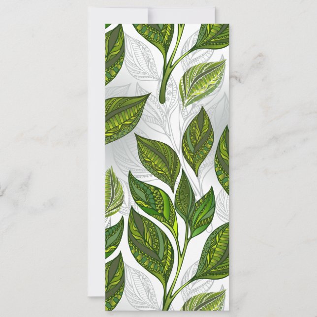 Seamless Pattern with Green Tea Leaves Invitation (Front)
