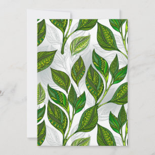 Seamless Pattern with Green Tea Leaves Invitation
