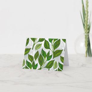 Seamless Pattern with Green Tea Leaves Invitation