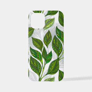 Seamless Pattern with Green Tea Leaves iPhone 12 Mini Case