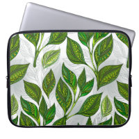 Seamless Pattern with Green Tea Leaves