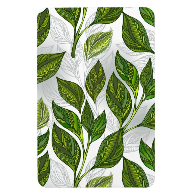 Seamless Pattern with Green Tea Leaves Magnet (Vertical)