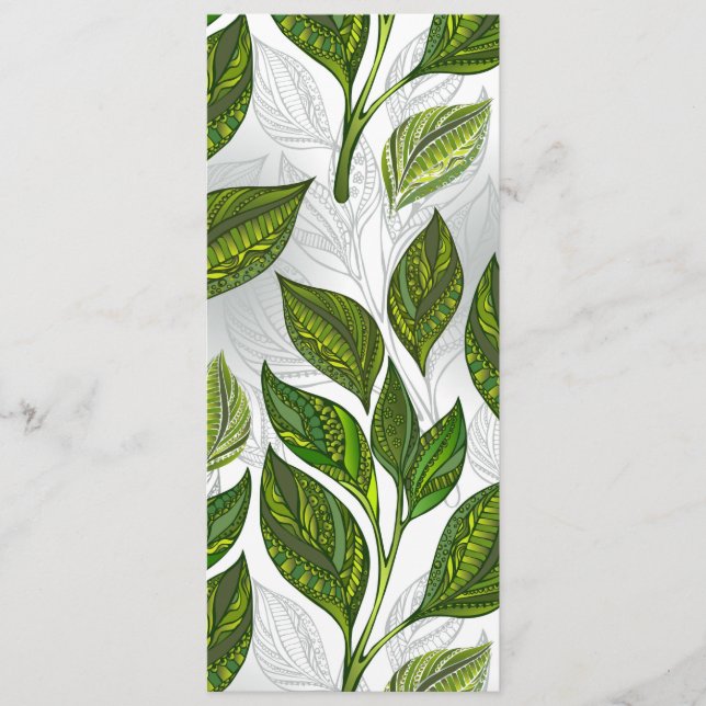 Seamless Pattern with Green Tea Leaves Menu (Front)