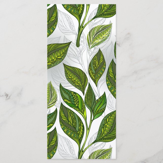 Seamless Pattern with Green Tea Leaves Menu (Front)