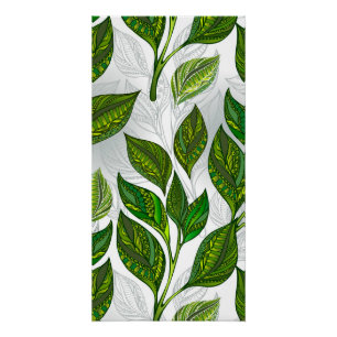Seamless Pattern with Green Tea Leaves Poster
