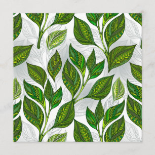 Seamless Pattern with Green Tea Leaves Programme