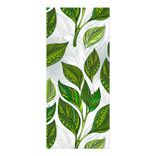 Seamless Pattern with Green Tea Leaves Rack Card