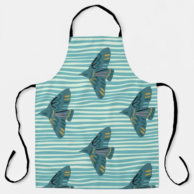 Seamless pattern with hand drawn bird vraetive sil apron (Front)