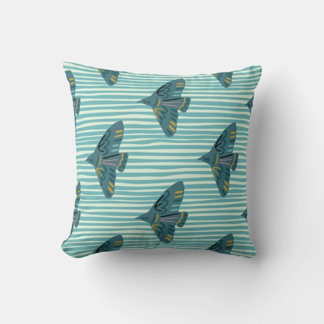 Seamless pattern with hand drawn bird vraetive sil cushion (Front)