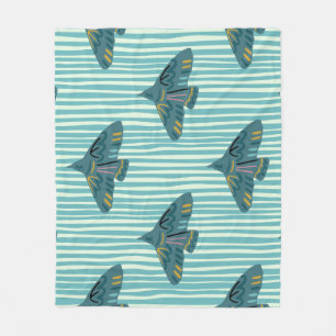 Seamless pattern with hand drawn bird vraetive sil fleece blanket