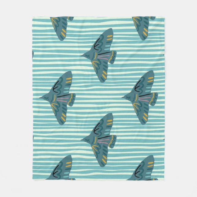 Seamless pattern with hand drawn bird vraetive sil fleece blanket (Front)