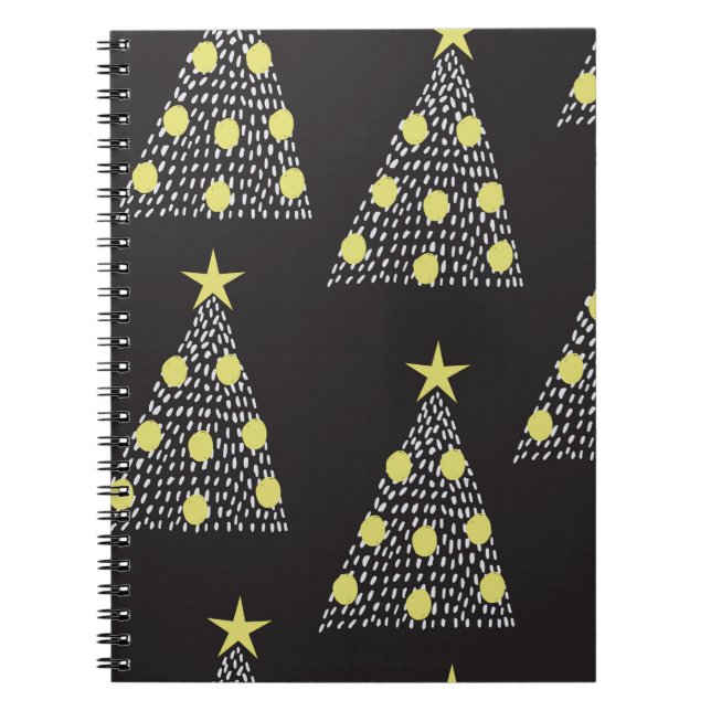 Seamless pattern with hand drawn Christmas trees i Notebook (Front)