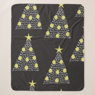Seamless pattern with hand drawn Christmas trees i Sherpa Blanket
