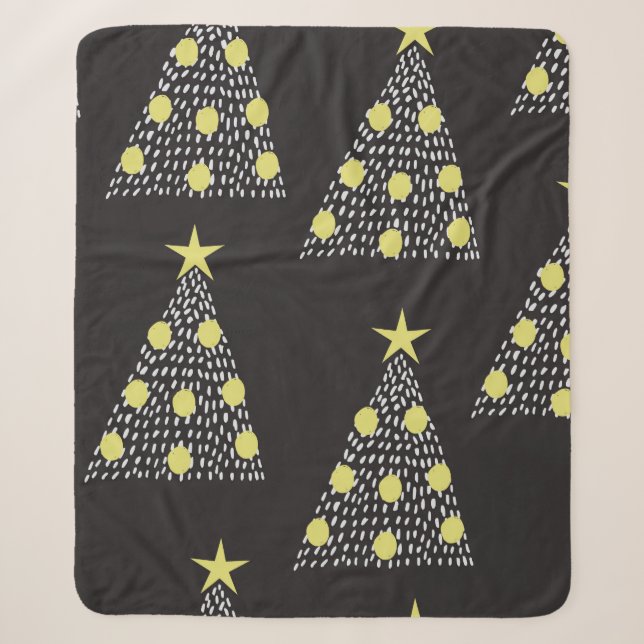 Seamless pattern with hand drawn Christmas trees i Sherpa Blanket (Front)