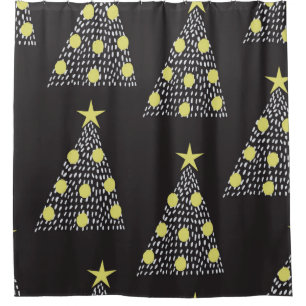 Seamless pattern with hand drawn Christmas trees i Shower Curtain