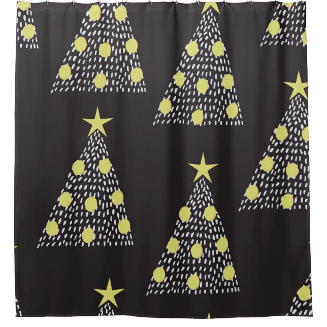 Seamless pattern with hand drawn Christmas trees i Shower Curtain (Front)
