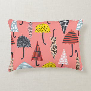 Seamless pattern with hand drawn colorful umbrella decorative cushion