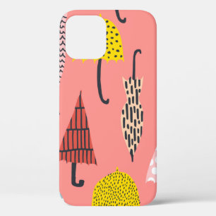 Seamless pattern with hand drawn colourful umbrell iPhone 12 case