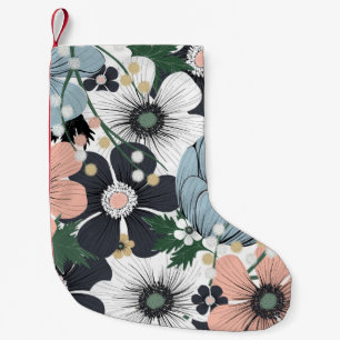 Seamless pattern with hand-drawn delicate flowers. small christmas stocking