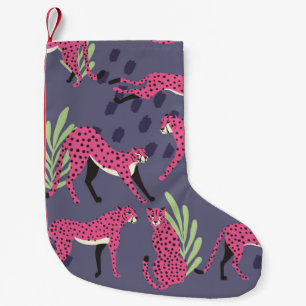 Seamless pattern with hand drawn exotic big cat pi small christmas stocking