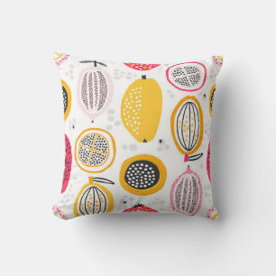 Seamless pattern with hand drawn exotic fruits. Ab Cushion