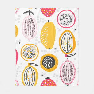 Seamless pattern with hand drawn exotic fruits. Ab Fleece Blanket