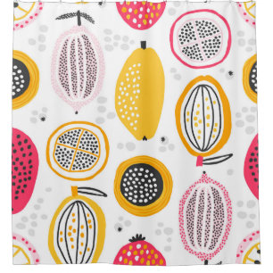Seamless pattern with hand drawn exotic fruits. Ab Shower Curtain