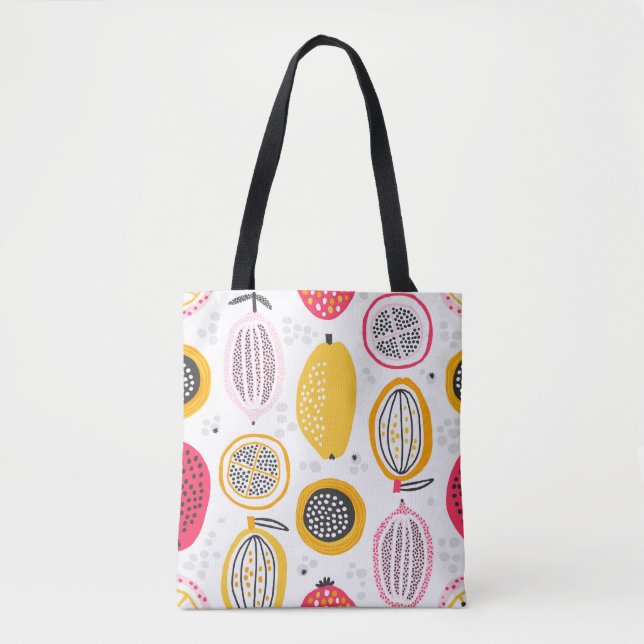 Seamless pattern with hand drawn exotic fruits. Ab Tote Bag (Front)